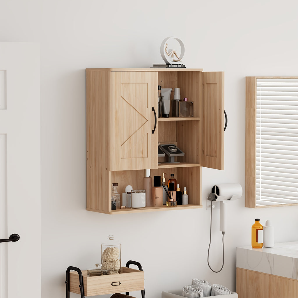 Wall-Mounted Storage Cabinet, Medicine Cabinet, Bathroom Storage Cabinet, Wall Cabinet. Space-saving Design for Easy Bathroom Organization, Sturdy Construction, Home Storage, Modern Furniture, Solid Build, Home Organizer, Hardwood Construction