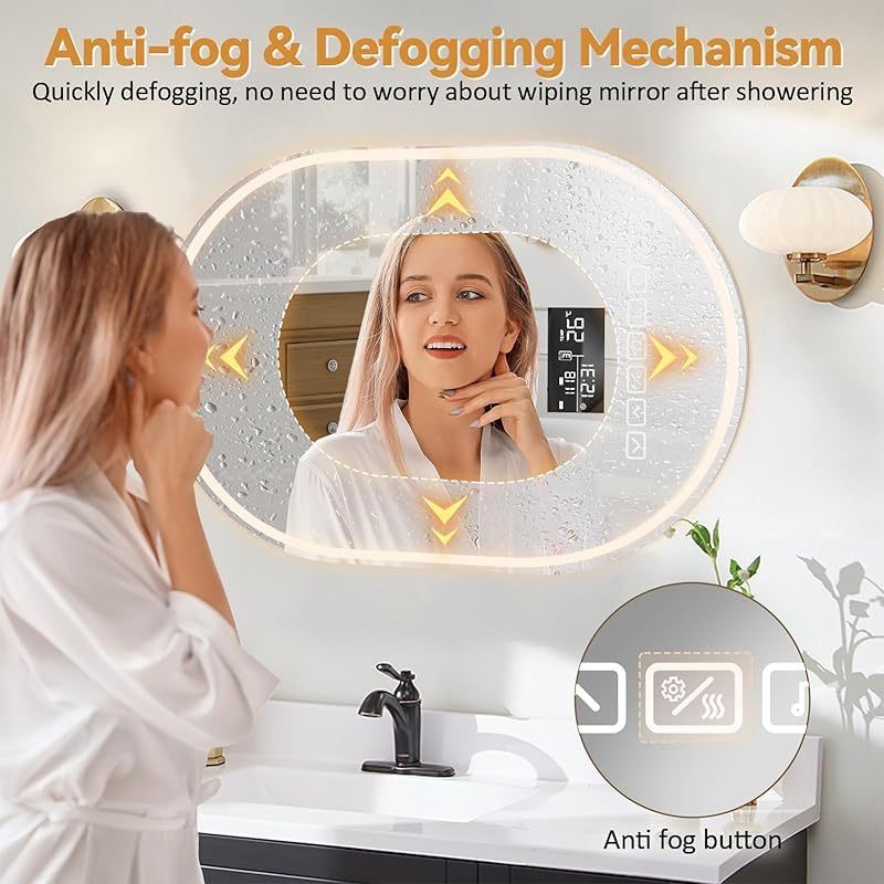 Oval LED Bathroom Mirror with Lights | 23.62\