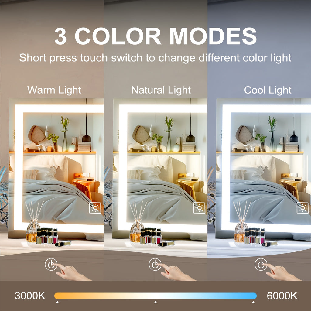 LED Lighted Makeup Mirror with Detachable 10X Magnification, Smart Touch Control, 3 Adjustable Lighting Modes, Stepless Dimming, 360° Rotation, Lighted Makeup Mirror for Home, Bathroom, Or Dressing Table, Perfect Gift for Birthday, Mom Gifts