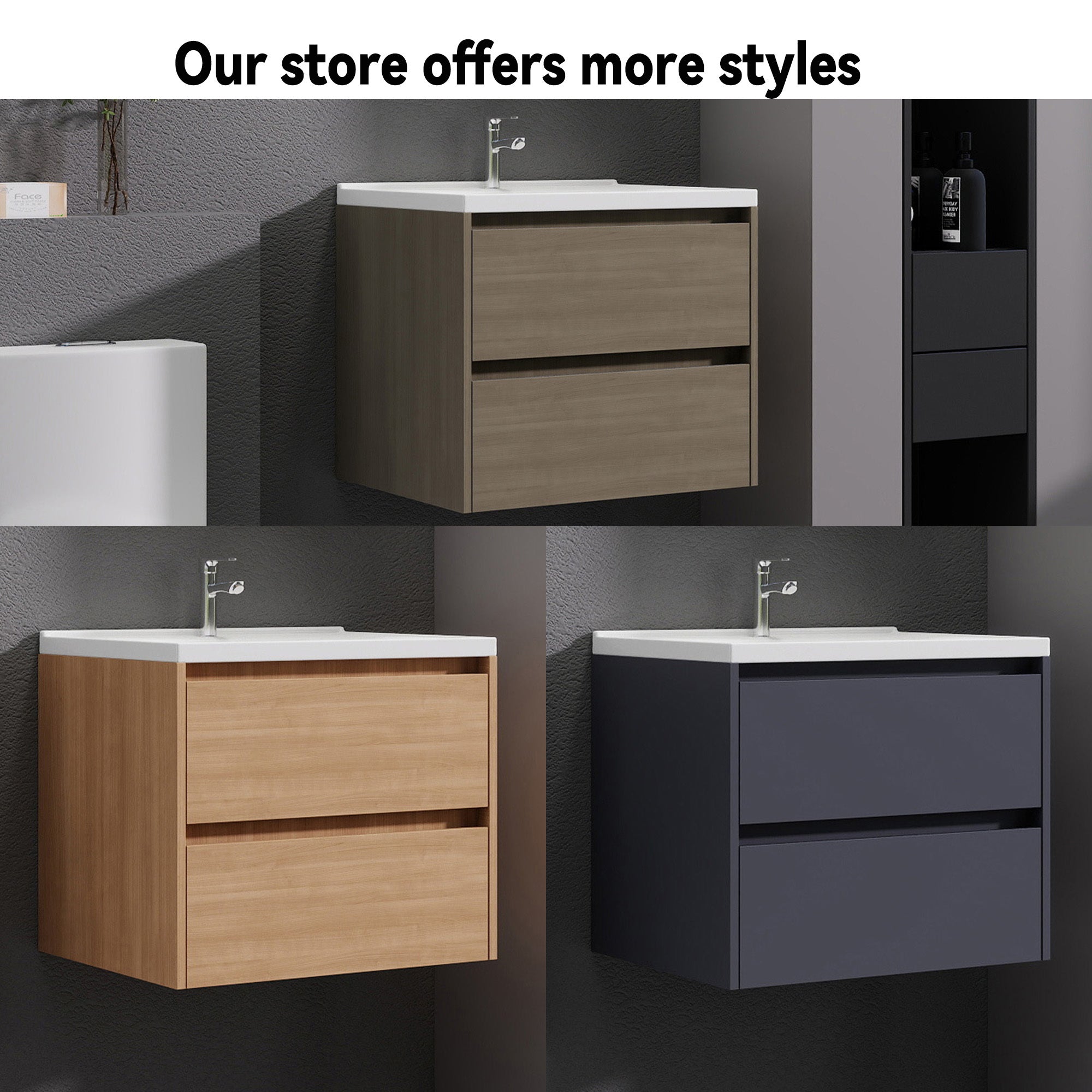 24 Inch Modern Floating Bathroom Vanity with Sink - Wall-Mounted Cabinet Suitable for Bath, Walnut Finish, Double Soft-Close Drawers, Large Storage Space, Fully Assembled (No Faucet), Space-Saving for Small Bathrooms