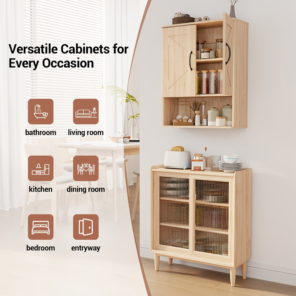 Wall-Mounted Storage Cabinet, Medicine Cabinet, Bathroom Storage Cabinet, Wall Cabinet. Space-saving Design for Easy Bathroom Organization, Sturdy Construction, Home Storage, Modern Furniture, Solid Build, Home Organizer, Hardwood Construction