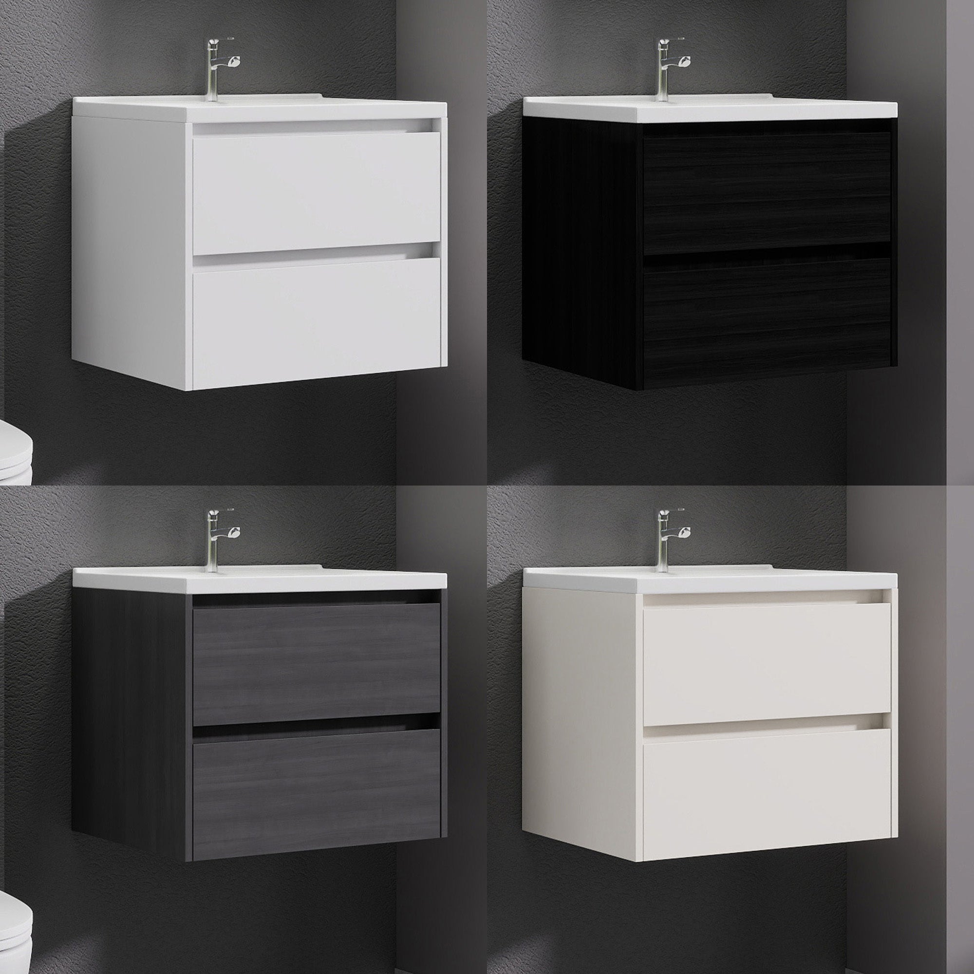 24 Inch Modern Floating Bathroom Vanity with Sink - Wall-Mounted Cabinet Suitable for Bath, Walnut Finish, Double Soft-Close Drawers, Large Storage Space, Fully Assembled (No Faucet), Space-Saving for Small Bathrooms