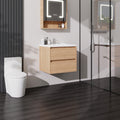 24 Inch Floating Bathroom Vanity with Sink, Modern Wall Mounted Vanity Cabinet, Walnut End, Double Soft Close Drawers, Large Storage Space, Fully Assembled (No Faucet)