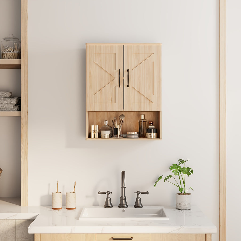 Wall-Mounted Storage Cabinet, Medicine Cabinet, Bathroom Storage Cabinet, Wall Cabinet. Space-saving Design for Easy Bathroom Organization, Sturdy Construction, Home Storage, Modern Furniture, Solid Build, Home Organizer, Hardwood Construction