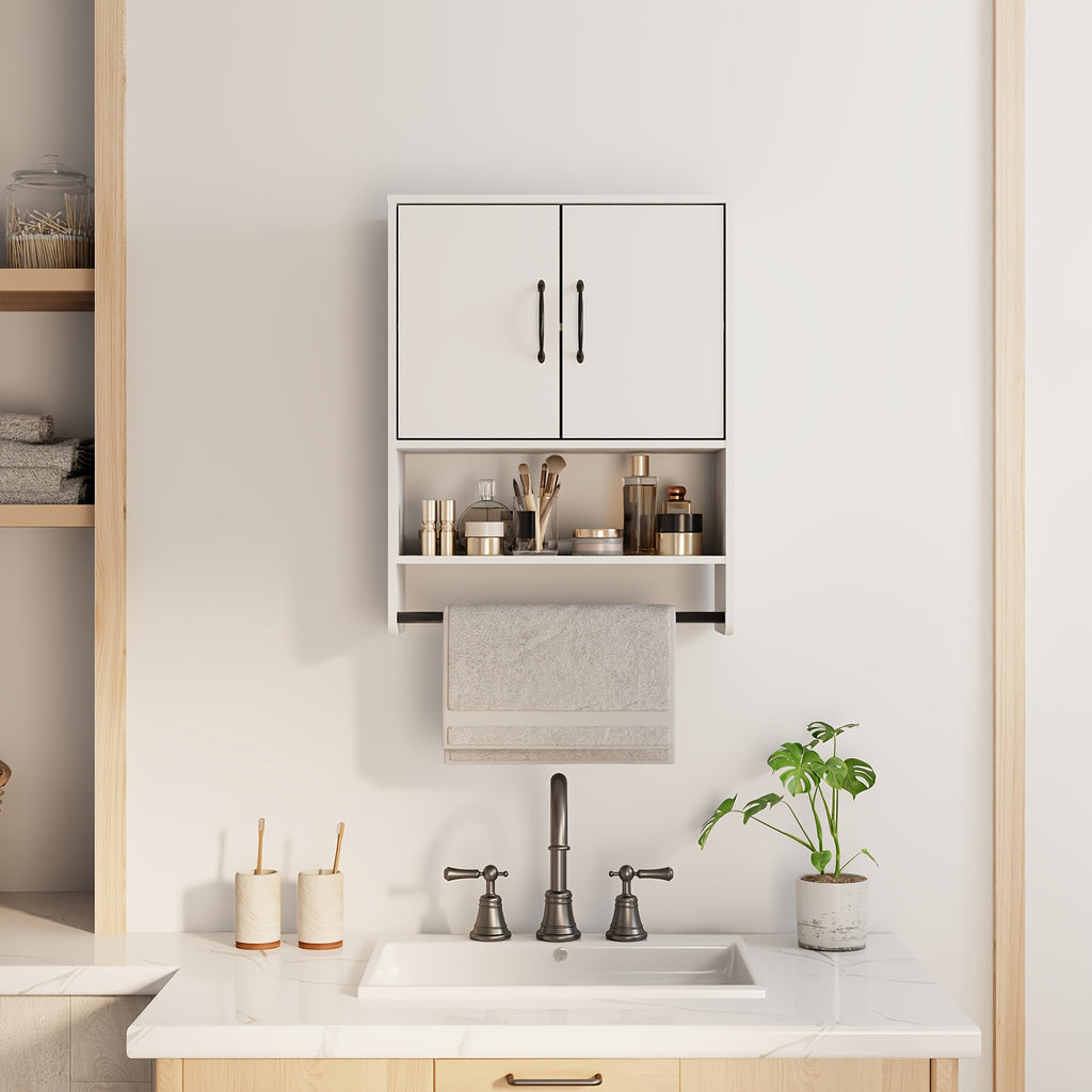 Wall-Mounted Storage Cabinet, Medicine Cabinet, Bathroom Storage Cabinet, Wall Cabinet. Space-saving Design for Easy Bathroom Organization, Sturdy Construction, Home Storage, Modern Furniture, Solid Build, Home Organizer, Hardwood Construction