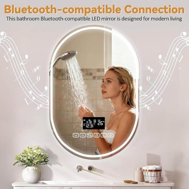 Oval LED Bathroom Mirror with Lights | 23.62\