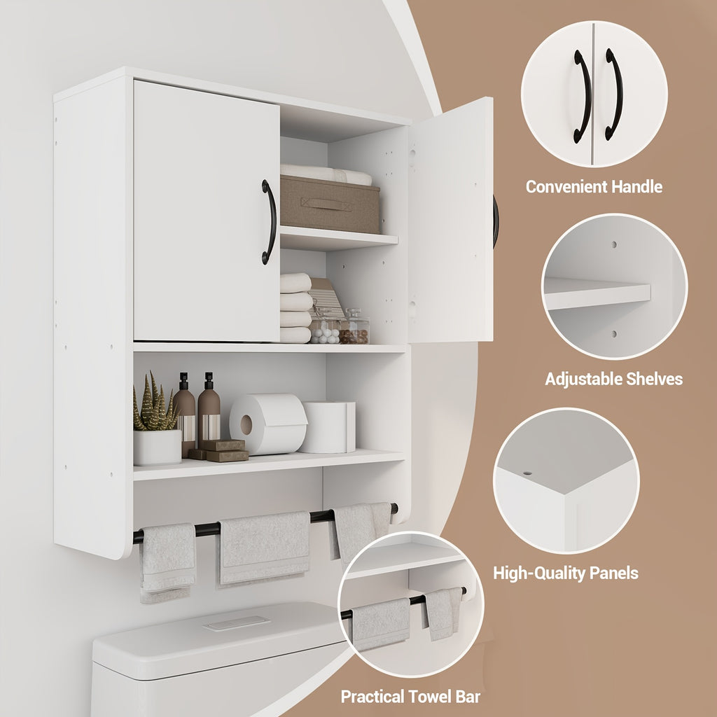 Wall-Mounted Storage Cabinet, Medicine Cabinet, Bathroom Storage Cabinet, Wall Cabinet. Space-saving Design for Easy Bathroom Organization, Sturdy Construction, Home Storage, Modern Furniture, Solid Build, Home Organizer, Hardwood Construction