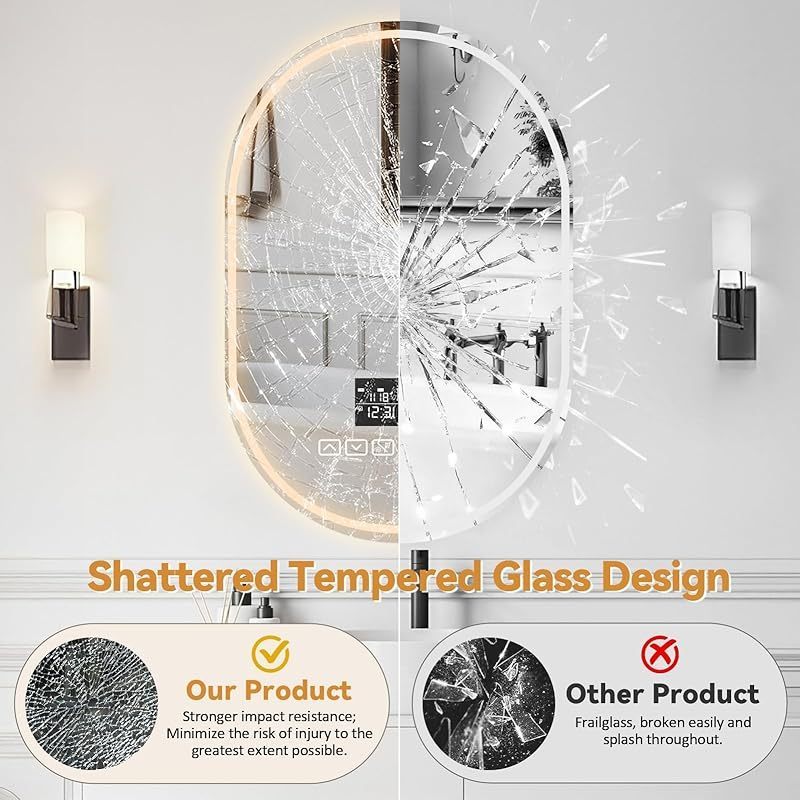 Oval LED Bathroom Mirror with Lights | 23.62\