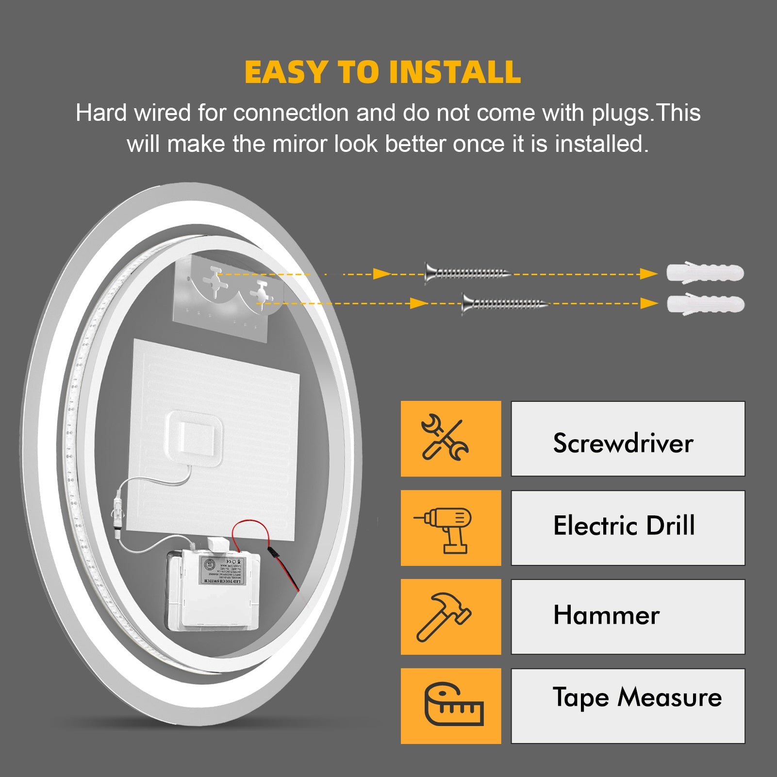 Single Layer\u002FDouble Layer 23.62X23.62In Round LED Bathroom Mirror, Front And Backlit Lighted Vanity Mirror, Anti-Fog Dimmable 3 Colors Wall Mounted LED Mirror for Bathroom, It Has a Time Display Function, Dimmable Touch Switch Control